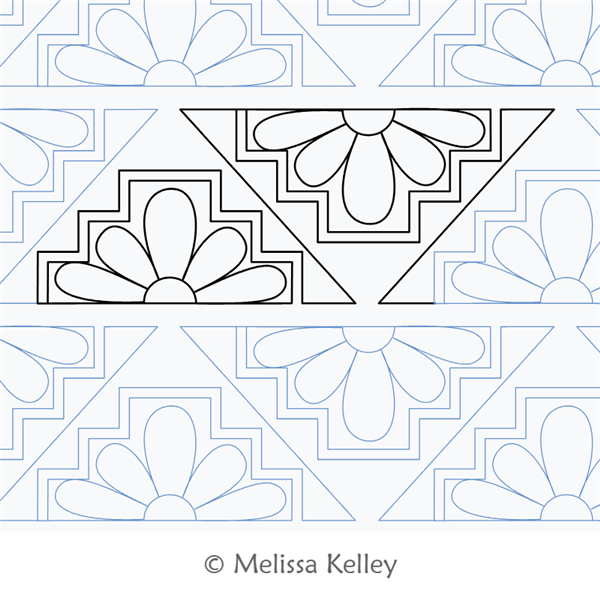 Daisy Steps by Melissa Kelley. This image demonstrates how this computerized pattern will stitch out once loaded on your robotic quilting system. A full page pdf is included with the design download.