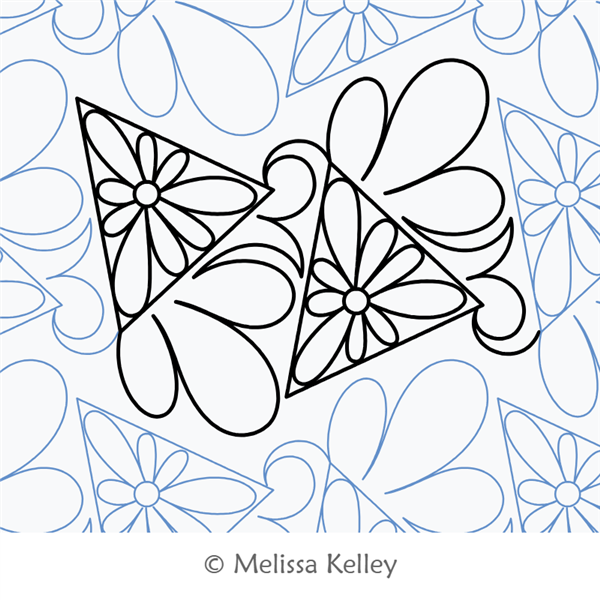 Feathered Daisy Triangles by Melissa Kelley. This image demonstrates how this computerized pattern will stitch out once loaded on your robotic quilting system. A full page pdf is included with the design download.