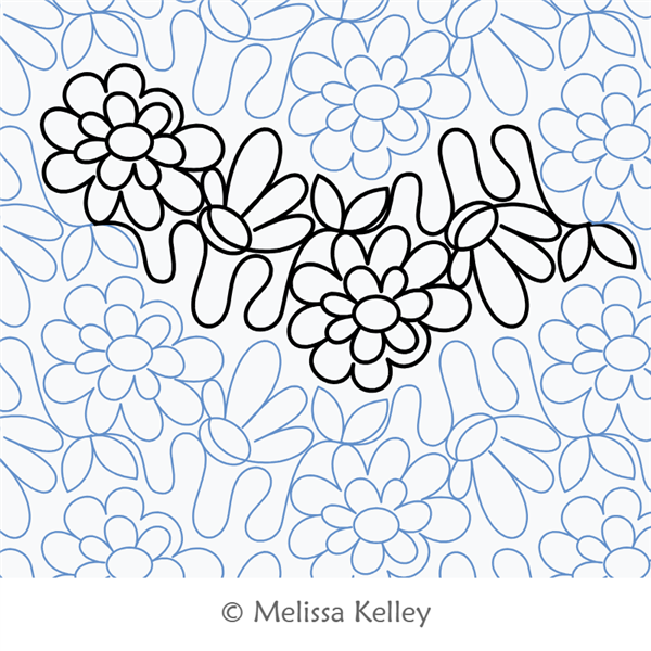 Flower Patch by Melissa Kelley. This image demonstrates how this computerized pattern will stitch out once loaded on your robotic quilting system. A full page pdf is included with the design download.
