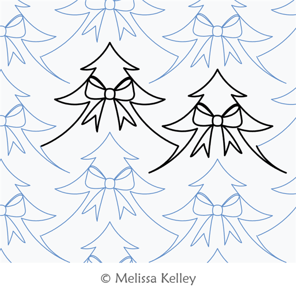 Pine Tree Bows by Melissa Kelley. This image demonstrates how this computerized pattern will stitch out once loaded on your robotic quilting system. A full page pdf is included with the design download.