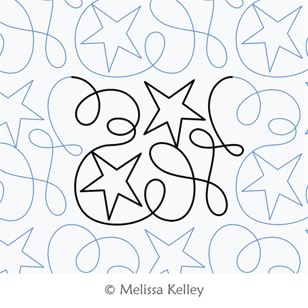 Star String by Melissa Kelley. This image demonstrates how this computerized pattern will stitch out once loaded on your robotic quilting system. A full page pdf is included with the design download.
