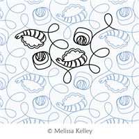 Sushi by Melissa Kelley. This image demonstrates how this computerized pattern will stitch out once loaded on your robotic quilting system. A full page pdf is included with the design download.