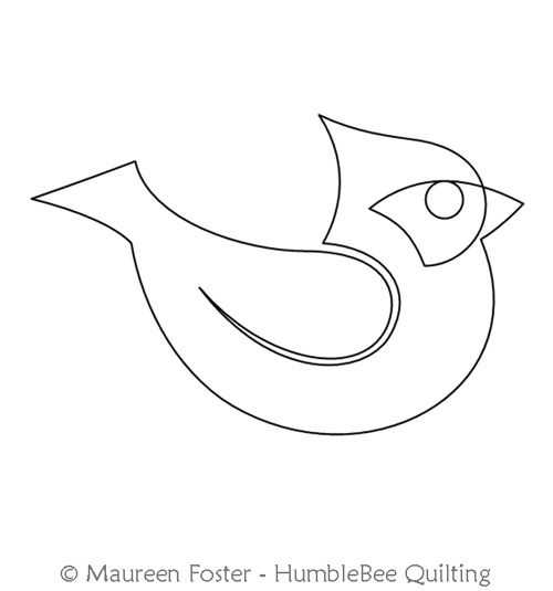 Cardinal Motif by Maureen Foster. This image demonstrates how this computerized pattern will stitch out once loaded on your robotic quilting system. A full page pdf is included with the design download.