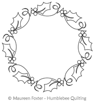 Christmas Holly Wreath by Maureen Foster. This image demonstrates how this computerized pattern will stitch out once loaded on your robotic quilting system. A full page pdf is included with the design download.