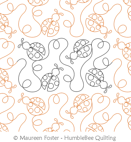 Ladybug Loops E2E by Maureen Foster. This image demonstrates how this computerized pattern will stitch out once loaded on your robotic quilting system. A full page pdf is included with the design download.