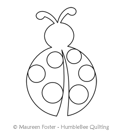Ladybug Motif by Maureen Foster. This image demonstrates how this computerized pattern will stitch out once loaded on your robotic quilting system. A full page pdf is included with the design download.