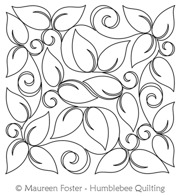 Leafy Curls Block by Maureen Foster. This image demonstrates how this computerized pattern will stitch out once loaded on your robotic quilting system. A full page pdf is included with the design download.