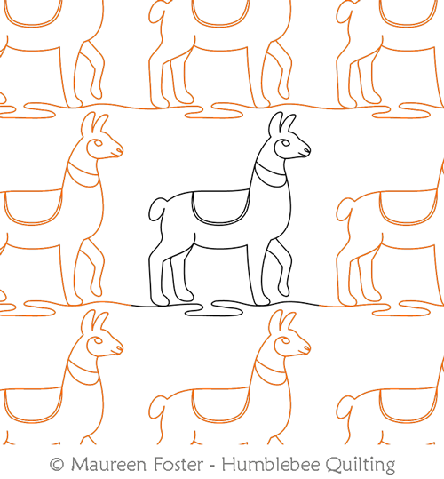Llama Border by Maureen Foster. This image demonstrates how this computerized pattern will stitch out once loaded on your robotic quilting system. A full page pdf is included with the design download.