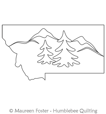 Montana Map Motif by Maureen Foster. This image demonstrates how this computerized pattern will stitch out once loaded on your robotic quilting system. A full page pdf is included with the design download.