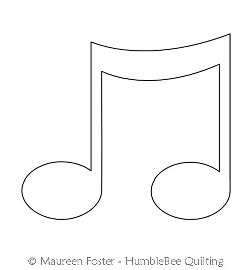 Music Note 2 Motif by Maureen Foster. This image demonstrates how this computerized pattern will stitch out once loaded on your robotic quilting system. A full page pdf is included with the design download.