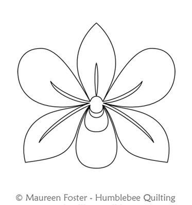 Orchid 1 Motif by Maureen Foster. This image demonstrates how this computerized pattern will stitch out once loaded on your robotic quilting system. A full page pdf is included with the design download.