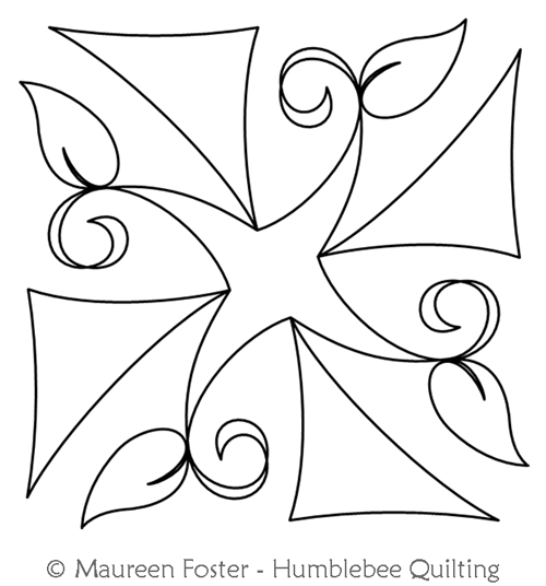 PInwheel Leaves Block by Maureen Foster. This image demonstrates how this computerized pattern will stitch out once loaded on your robotic quilting system. A full page pdf is included with the design download.