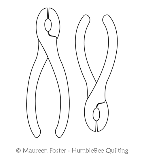 Pliers Motif Set by Maureen Foster. This image demonstrates how this computerized pattern will stitch out once loaded on your robotic quilting system. A full page pdf is included with the design download.