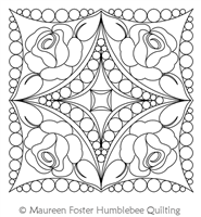 Rose N Pearls Block  by Maureen Foster. This image demonstrates how this computerized pattern will stitch out once loaded on your robotic quilting system. A full page pdf is included with the design download.