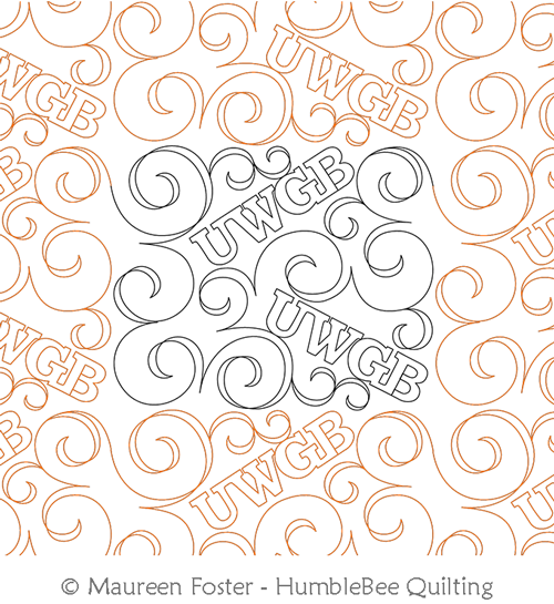 UWGP Scrolls E2E by Maureen Foster. This image demonstrates how this computerized pattern will stitch out once loaded on your robotic quilting system. A full page pdf is included with the design download.