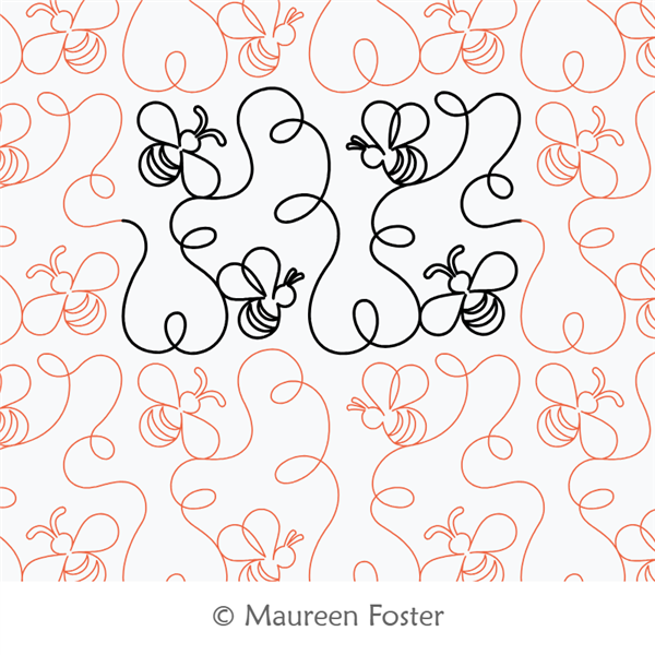 Bees N Loops 2 E2E by Maureen Foster. This image demonstrates how this computerized pattern will stitch out once loaded on your robotic quilting system. A full page pdf is included with the design download.