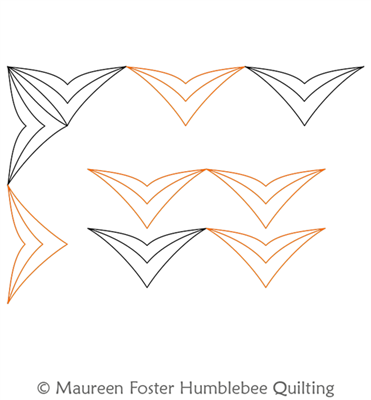 Chevron Border and Corner by Maureen Foster. This image demonstrates how this computerized pattern will stitch out once loaded on your robotic quilting system. A full page pdf is included with the design download.