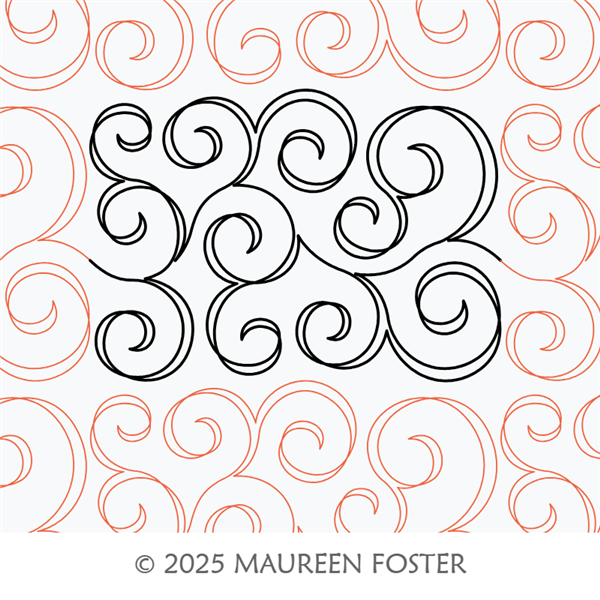 Curls B2B Fill E2E by Maureen Foster. This image demonstrates how this computerized pattern will stitch out once loaded on your robotic quilting system. A full page pdf is included with the design download.