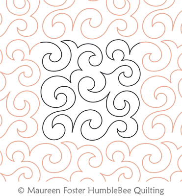 Curls N Swirls E2E by Maureen Foster. This image demonstrates how this computerized pattern will stitch out once loaded on your robotic quilting system. A full page pdf is included with the design download.