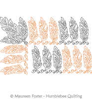 Deco Bird Feathers Trio Border and Corner by Maureen Foster. This image demonstrates how this computerized pattern will stitch out once loaded on your robotic quilting system. A full page pdf is included with the design download.