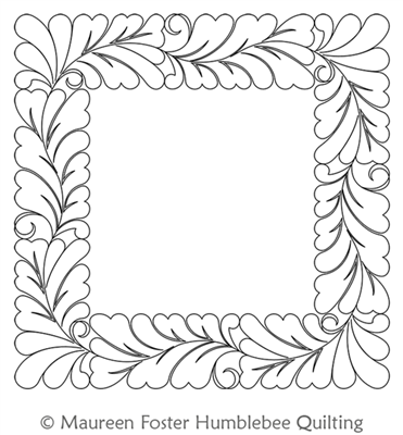 Heart Fern Frame by Maureen Foster. This image demonstrates how this computerized pattern will stitch out once loaded on your robotic quilting system. A full page pdf is included with the design download.