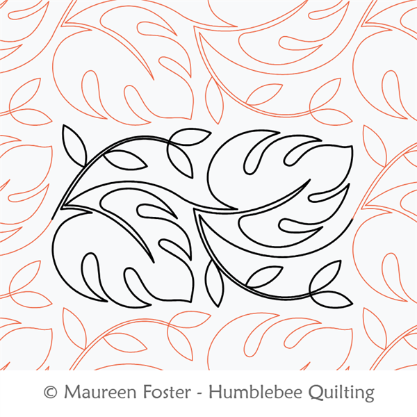 Jungle Leaves E2E by Maureen Foster. This image demonstrates how this computerized pattern will stitch out once loaded on your robotic quilting system. A full page pdf is included with the design download.