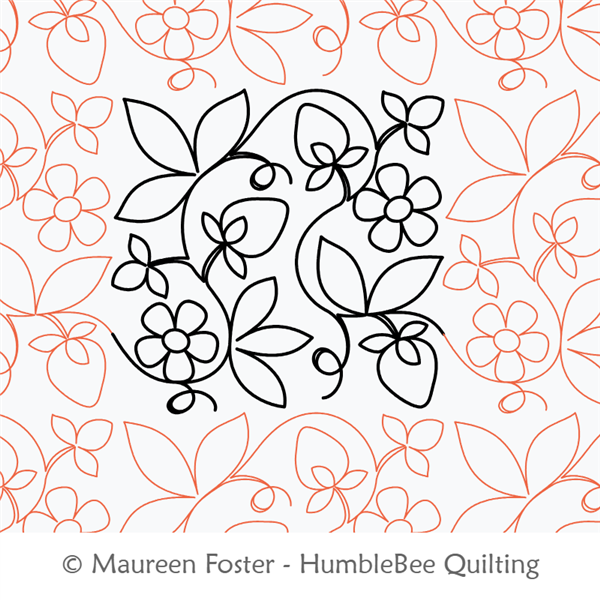 Strawberry Patch E2E by Maureen Foster. This image demonstrates how this computerized pattern will stitch out once loaded on your robotic quilting system. A full page pdf is included with the design download.