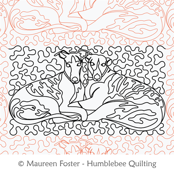 Whippets E2E by Maureen Foster. This image demonstrates how this computerized pattern will stitch out once loaded on your robotic quilting system. A full page pdf is included with the design download.