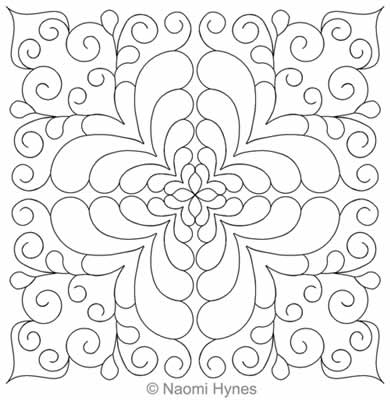 Digital Quilting Design Bella Feather Block 1 by Naomi Hynes.