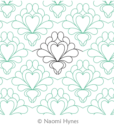 Digital Quilting Design Feathered Heart P2P by Naomi Hynes.