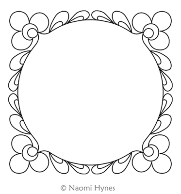 Digital Quilting Design Flower Power Frame by Naomi Hynes.