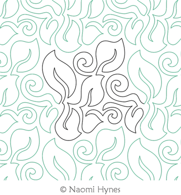 Leafy Curly Pantograph by Naomi Hynes. This image demonstrates how this computerized pattern will stitch out once loaded on your robotic quilting system. A full page pdf is included with the design download.