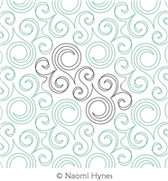 Swirlalicious Pantograph by Naomi Hynes. This image demonstrates how this computerized pattern will stitch out once loaded on your robotic quilting system. A full page pdf is included with the design download.