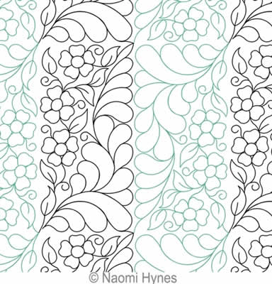 Digital Quilting Design Tall Feathers and Flowers Set by Naomi Hynes.