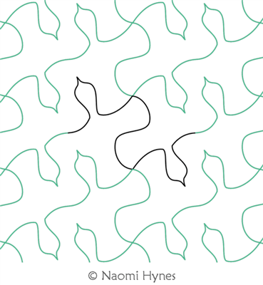 Tendrils Pantograph by Naomi Hynes. This image demonstrates how this computerized pattern will stitch out once loaded on your robotic quilting system. A full page pdf is included with the design download.