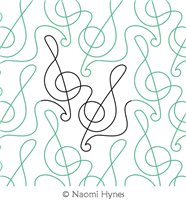 Treble Clef Pantograph by Naomi Hynes. This image demonstrates how this computerized pattern will stitch out once loaded on your robotic quilting system. A full page pdf is included with the design download.