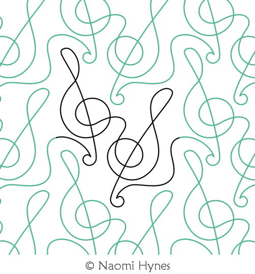 Treble Clef Pantograph by Naomi Hynes. This image demonstrates how this computerized pattern will stitch out once loaded on your robotic quilting system. A full page pdf is included with the design download.