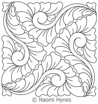 Digital Quilting Design Twisted Plumage Block by Naomi Hynes.