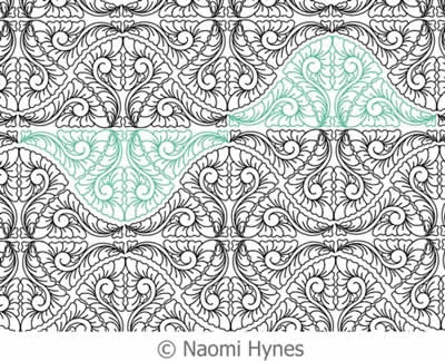 Digital Quilting Design Twisted Plumage Pantograph by Naomi Hynes.