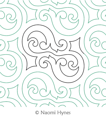 Bali Frond Pantograph by Naomi Hynes. This image demonstrates how this computerized pattern will stitch out once loaded on your robotic quilting system. A full page pdf is included with the design download.