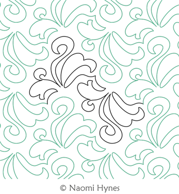 Dainty Pantograph by Naomi Hynes. This image demonstrates how this computerized pattern will stitch out once loaded on your robotic quilting system. A full page pdf is included with the design download.