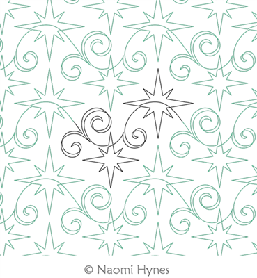 Glimmering Stars Pantograph by Naomi Hynes. This image demonstrates how this computerized pattern will stitch out once loaded on your robotic quilting system. A full page pdf is included with the design download.