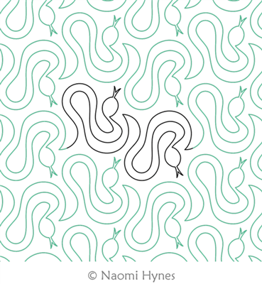 Slither Pantograph by Naomi Hynes. This image demonstrates how this computerized pattern will stitch out once loaded on your robotic quilting system. A full page pdf is included with the design download.