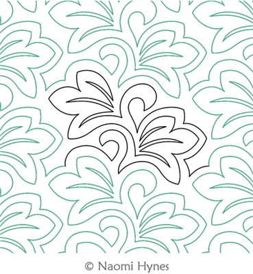 Tropical Pantograph by Naomi Hynes. This image demonstrates how this computerized pattern will stitch out once loaded on your robotic quilting system. A full page pdf is included with the design download.