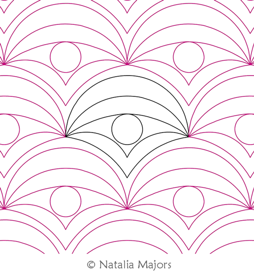 Digital Quilting Design Art Deco Pearl Scallops by Natalia Majors.