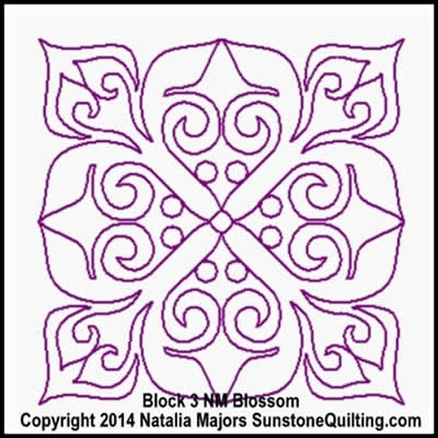 Digital Quilting Design Blossom Block 3 by Natalia Majors.