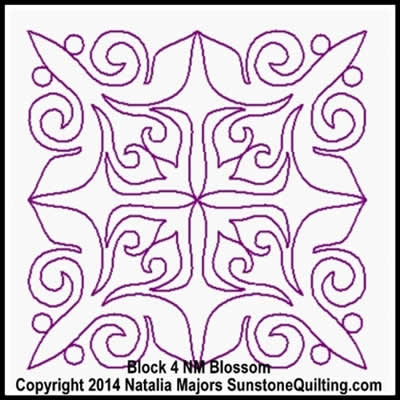 Digital Quilting Design Blossom Block 4 by Natalia Majors.