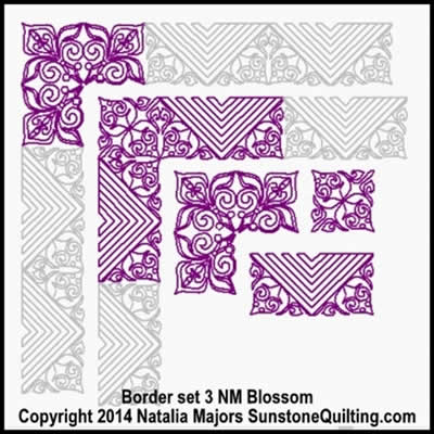 Digital Quilting Design Blossom Border Set 3 by Natalia Majors.