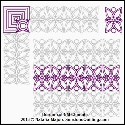 Digital Quilting Design Border Set Clematis by Natalia Majors.