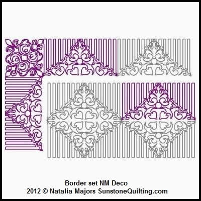 Digital Quilting Design Border Set Deco by Natalia Majors.